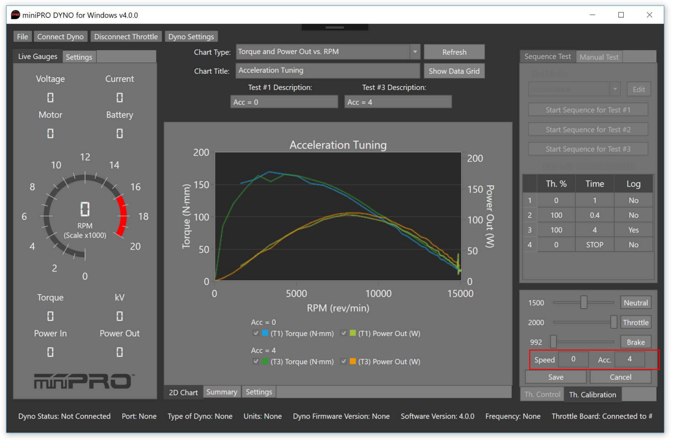 Speed and Acceleration Settings